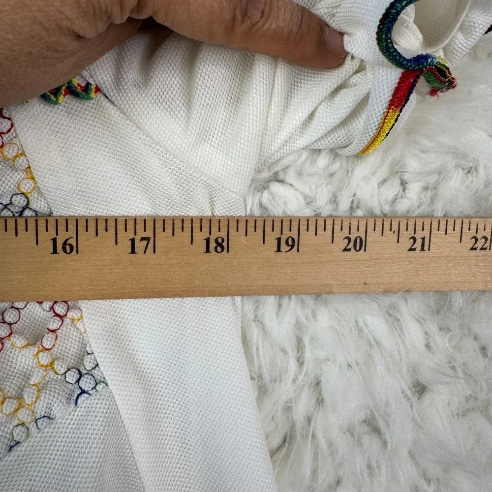 Sears VTG Smocked dress‎ tunic Girls 7/8 White Rainbow Butterfly Retro Kidcore